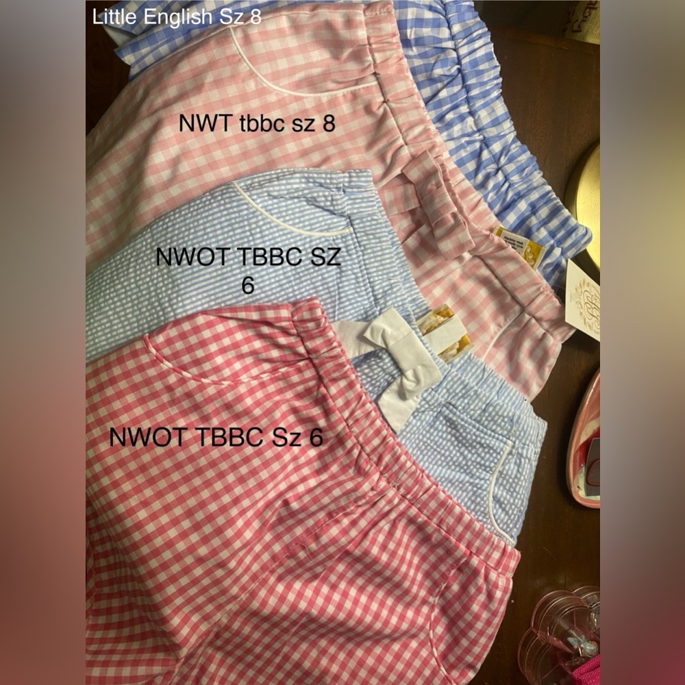 TBBC AND LITTLE ENGLISH SEERSUCKER AND GINGHAM SHORTS LOT OF 4
